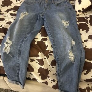 Distressed Blue Jeans